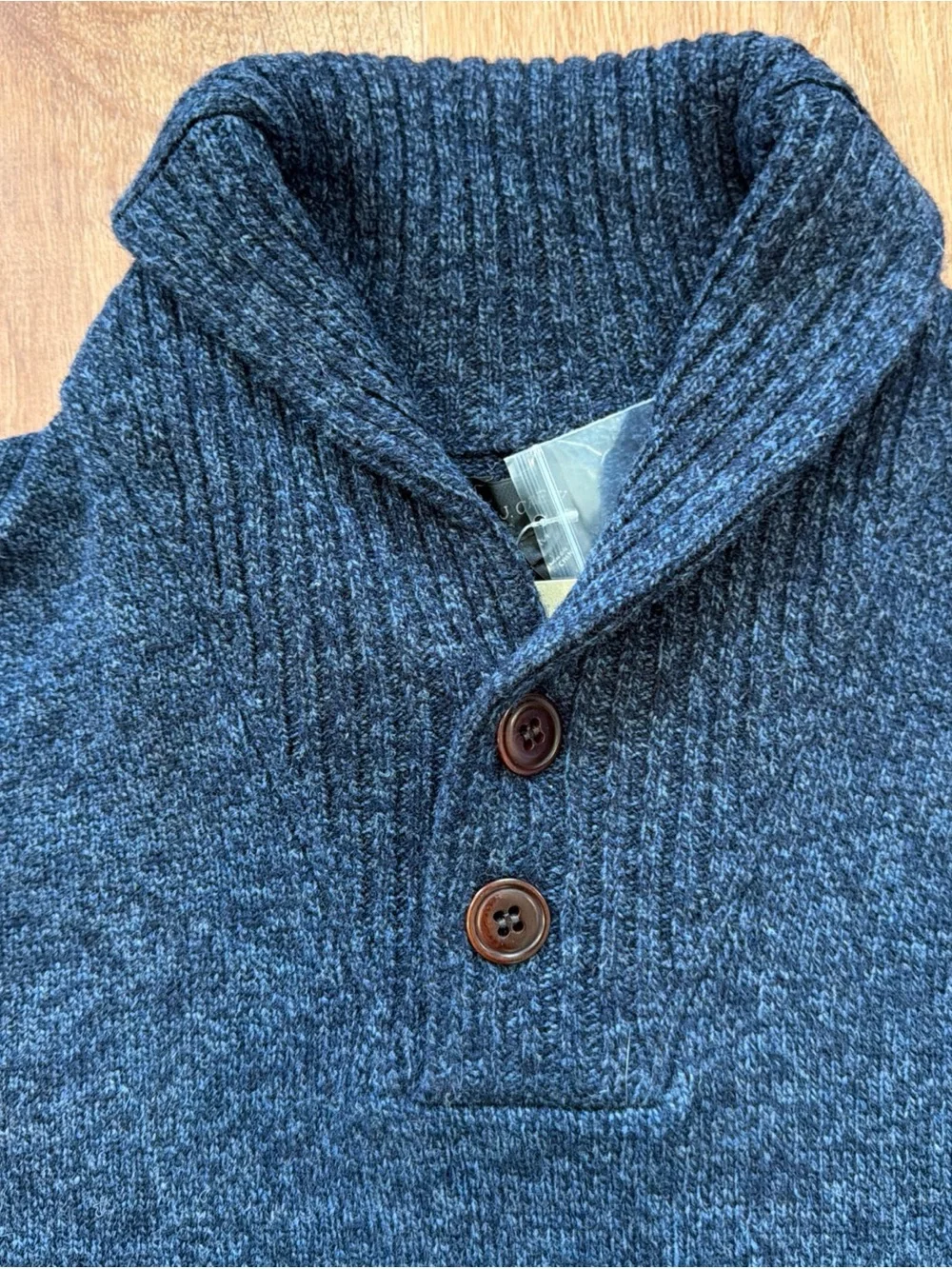 J. Crew Shawl Neck Sweater Mens M Lambs Wool Pullover Blue Knit Outdoor Fall